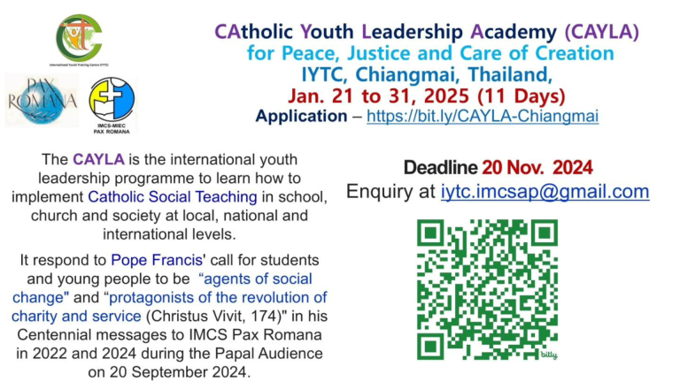 Join the Chiangmai Leadership Academy on Catholic Youth Leadership (CAYLA)!